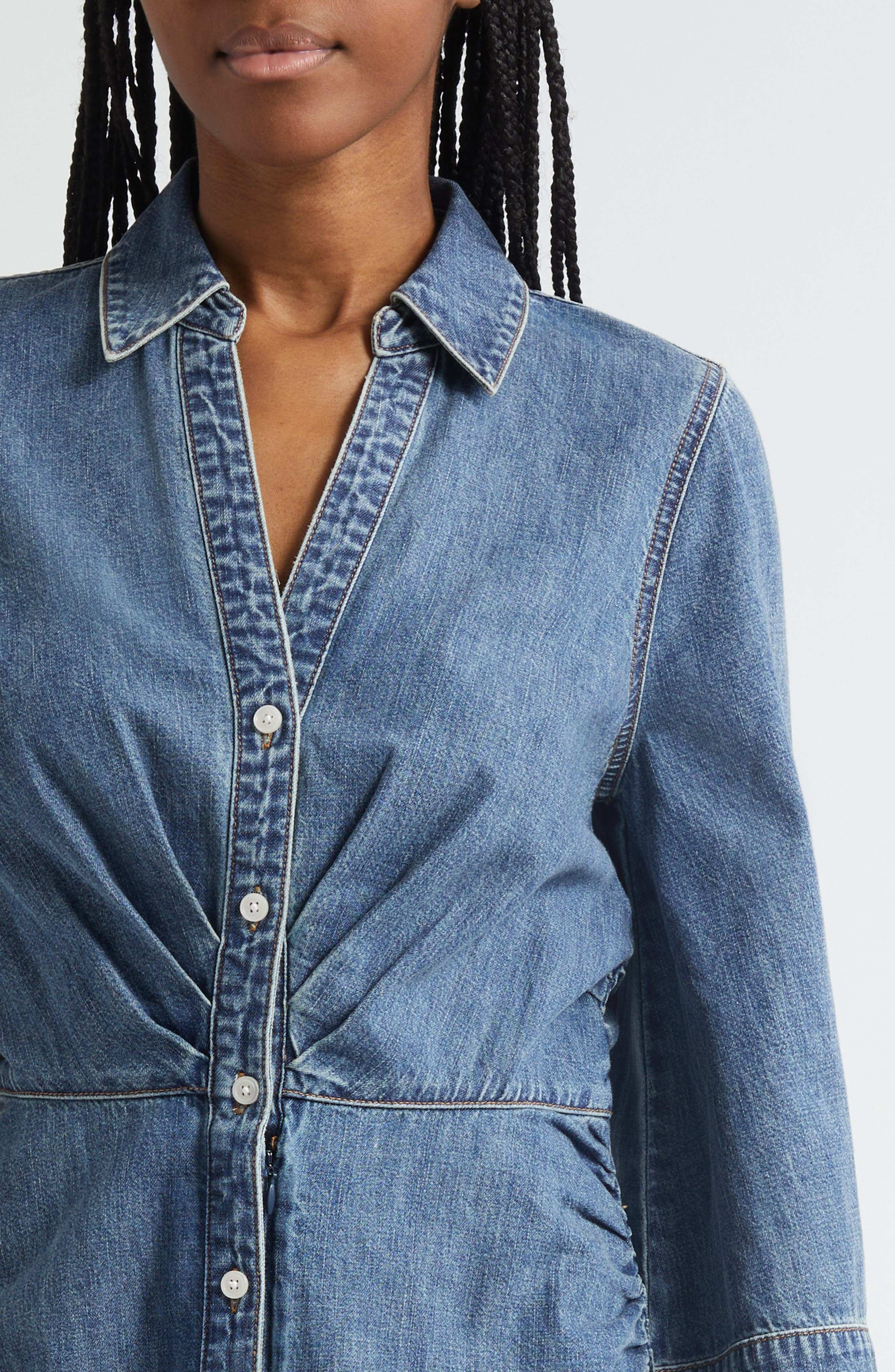 Veronica Beard Haydon Denim Shirtdress in Rebel Blue at Nordstrom - 4