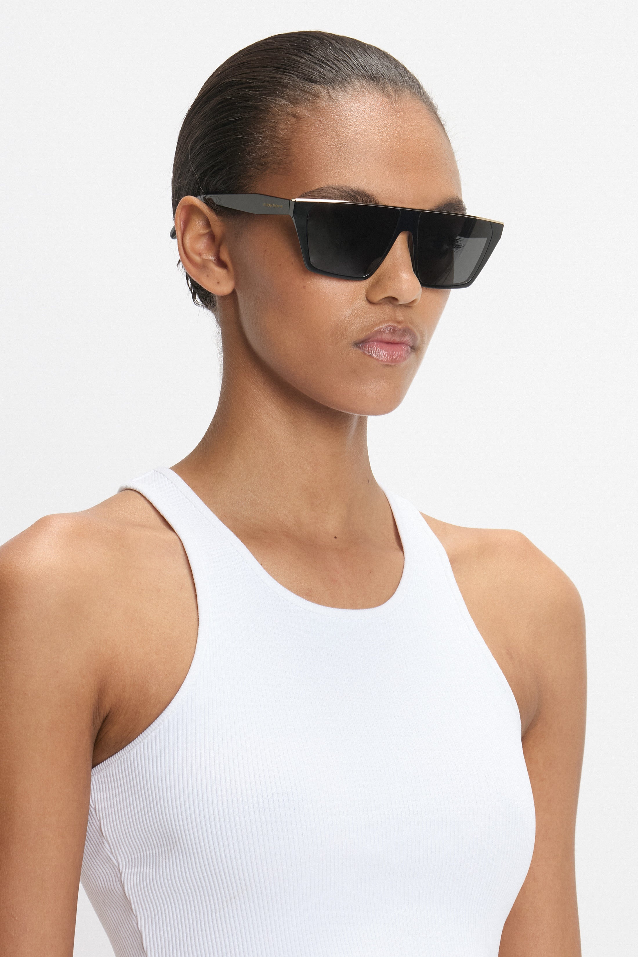 Flat Top Visor Sunglasses In Black - 6