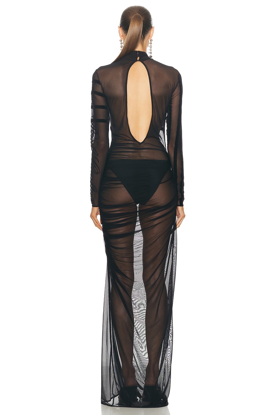 Gaultier & Mariniere Turtleneck Draped Mesh Dress - 4