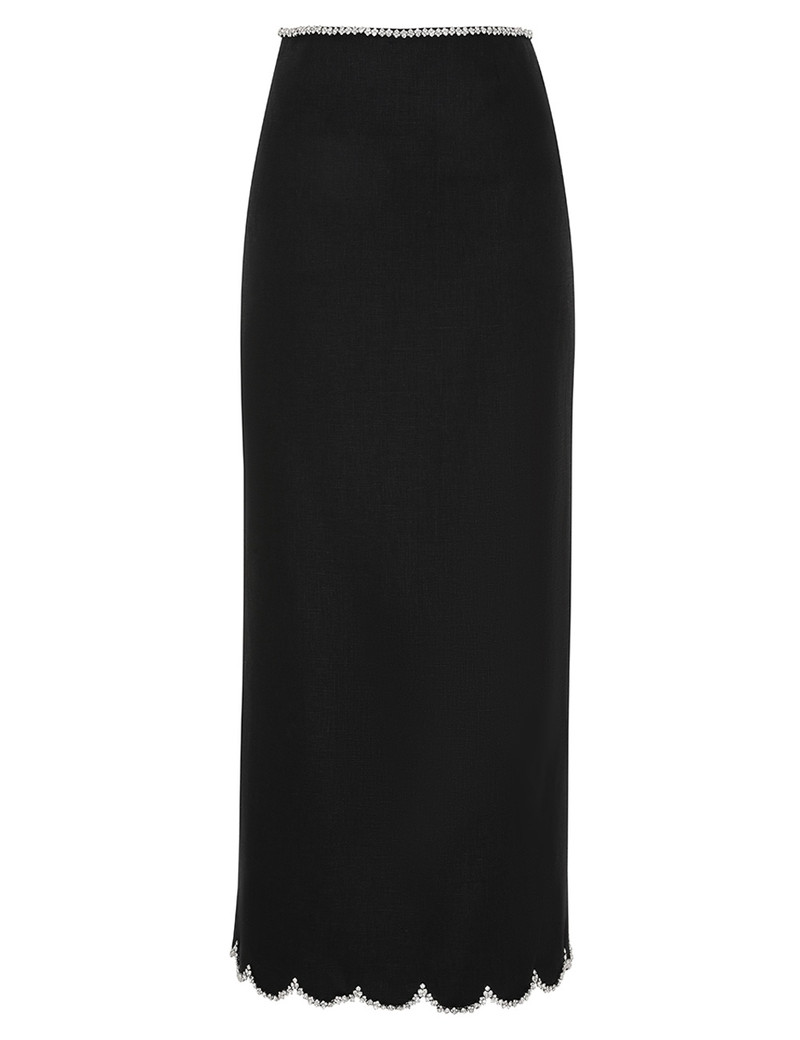 CRUSH SCALLOPED MIDI SKIRT - 1