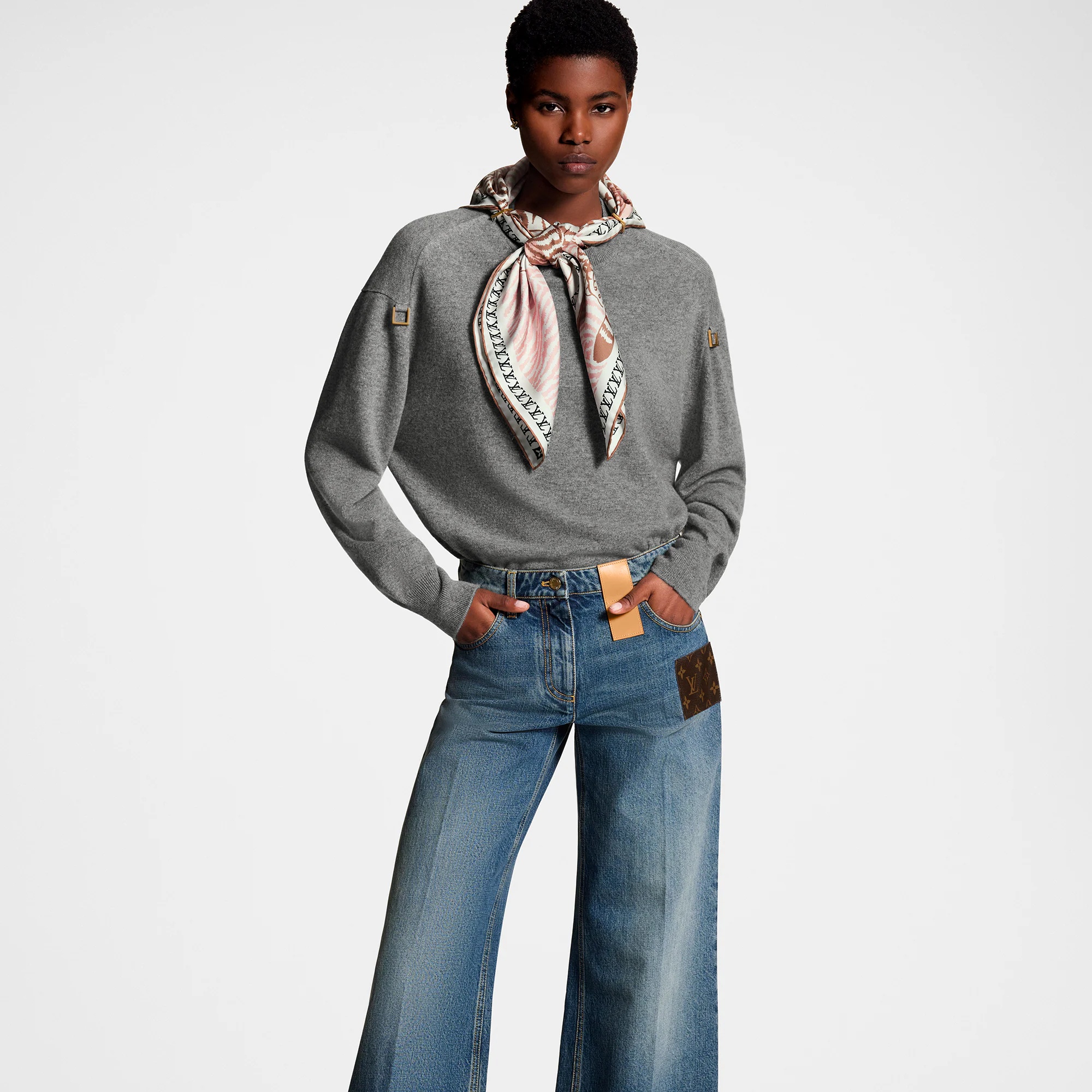Stonewashed Monogram Patch Boot-Cut Jeans - 5
