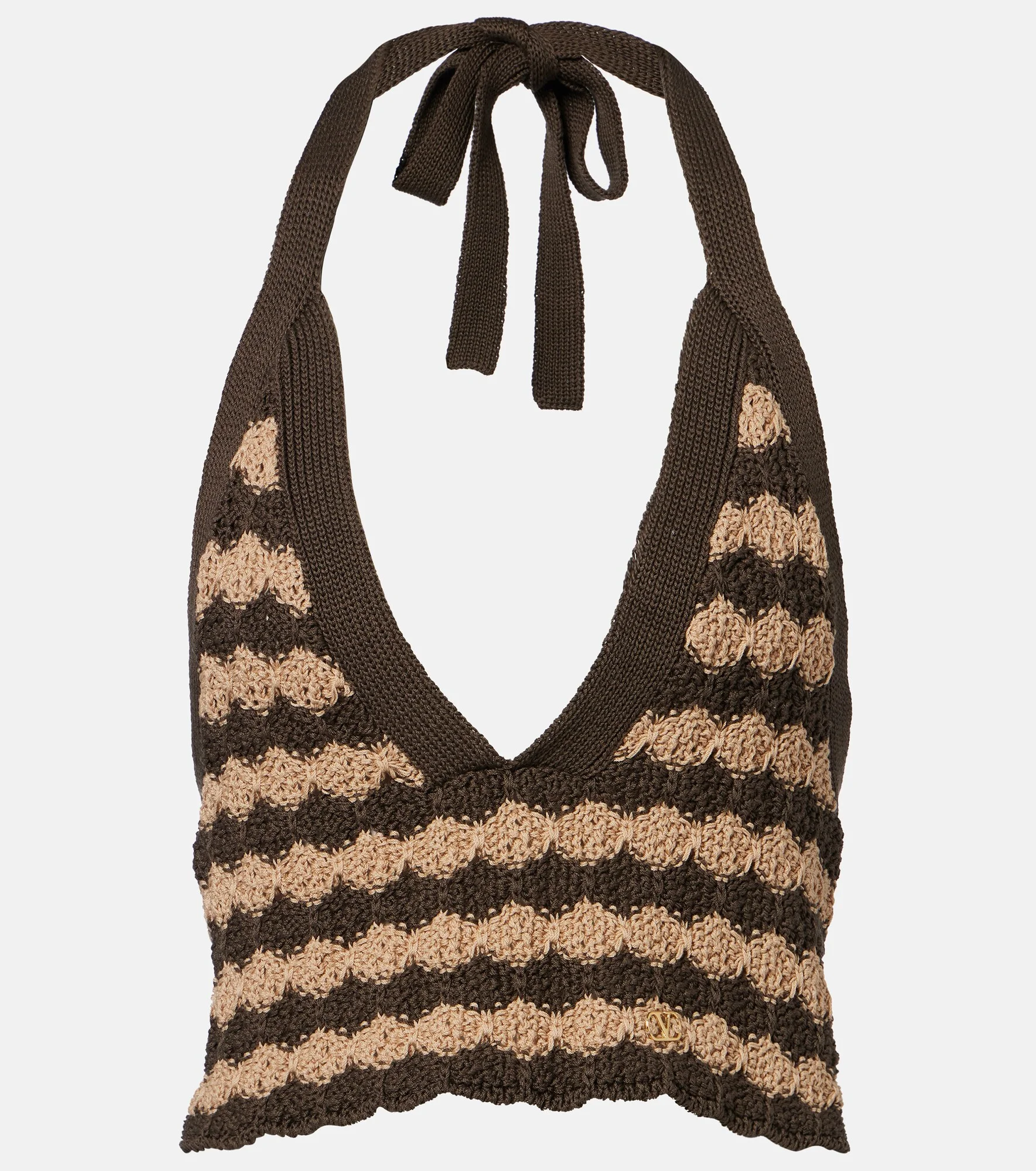 Striped knitted cotton crop top - 1