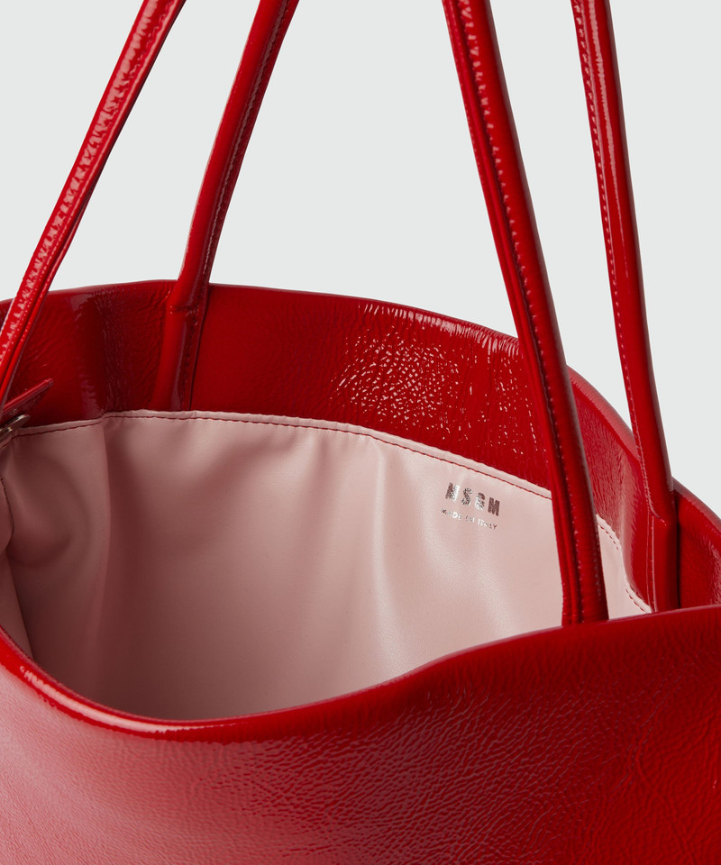 Red leather asymmetrical bag 4