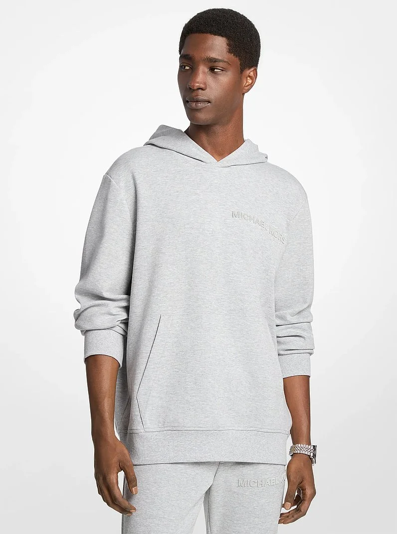 Embossed Logo Cotton Blend Hoodie - 1