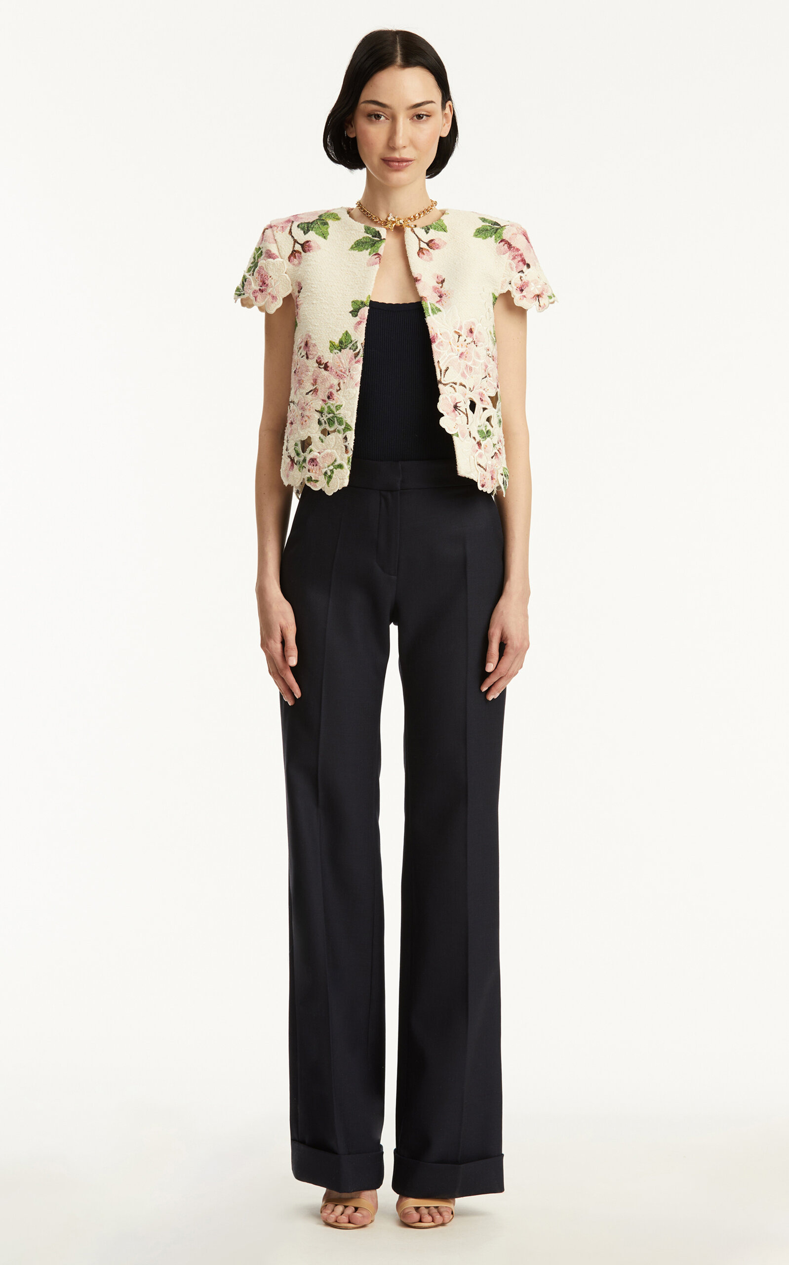Embroidered Tweed Jacket ivory - 3