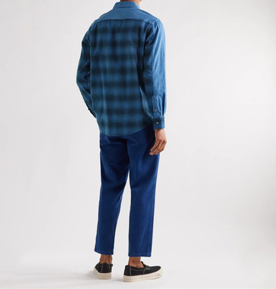 Blue Blue Japan Button-Down Collar Panelled Checked Cotton-Flannel Shirt outlook