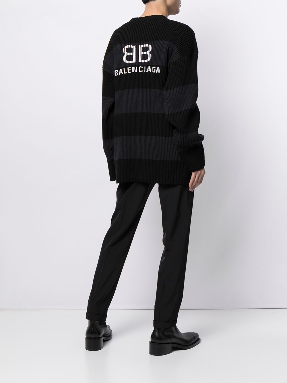 oversize striped logo jumper - 2