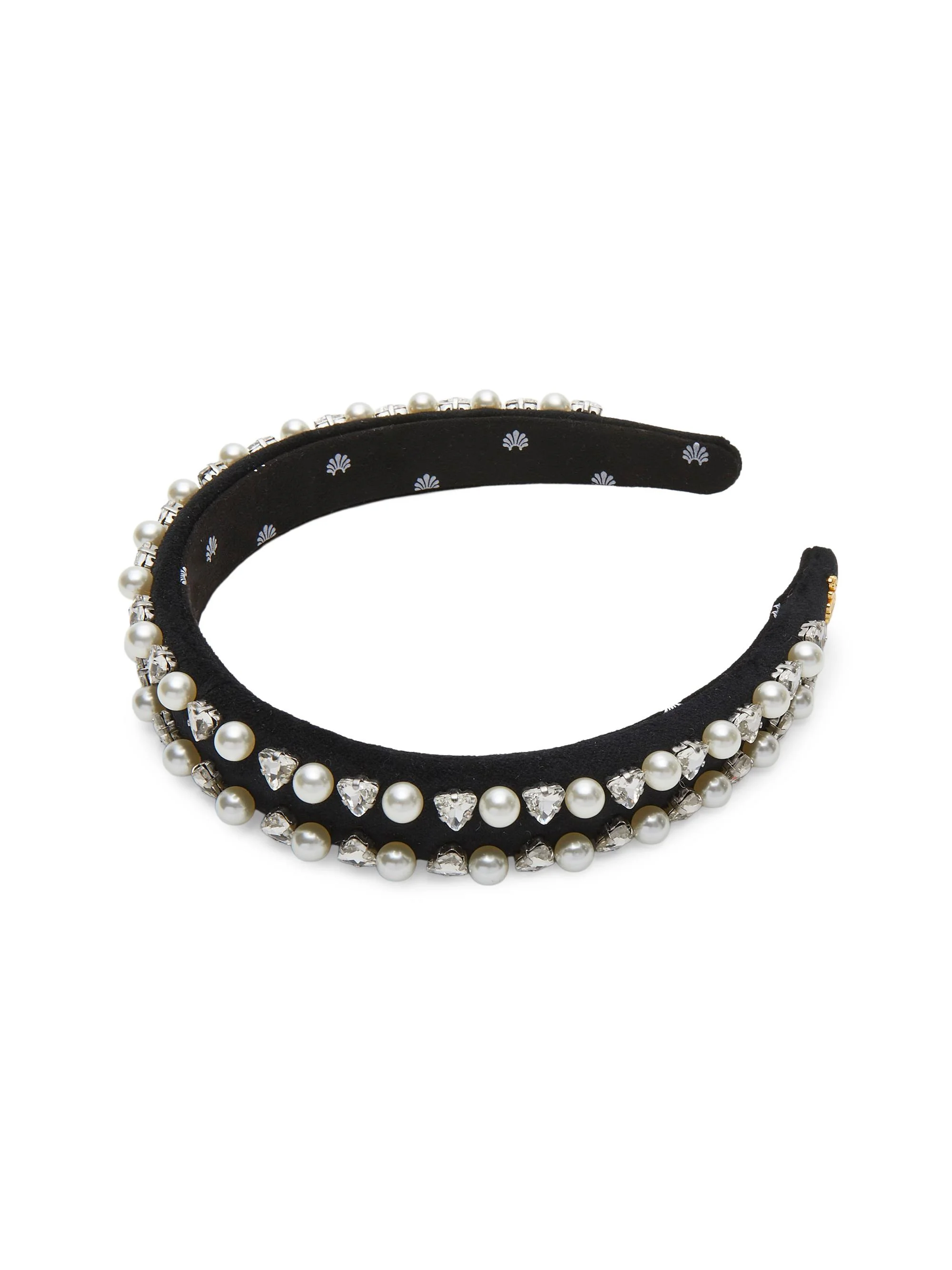Women's Charlotte Crystal & Imitation Pearl Headband - Jet - 1