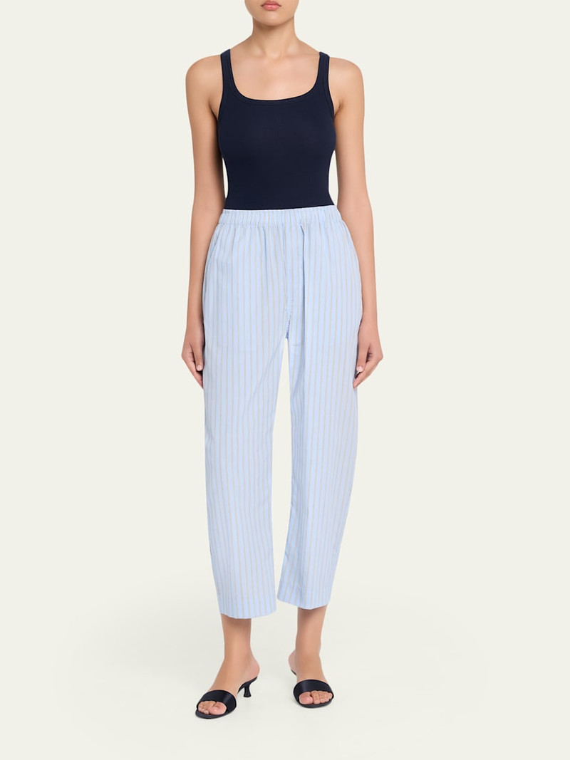 JAMIE HALLER The Boxer Striped Barrel-Leg Ankle Pants outlook