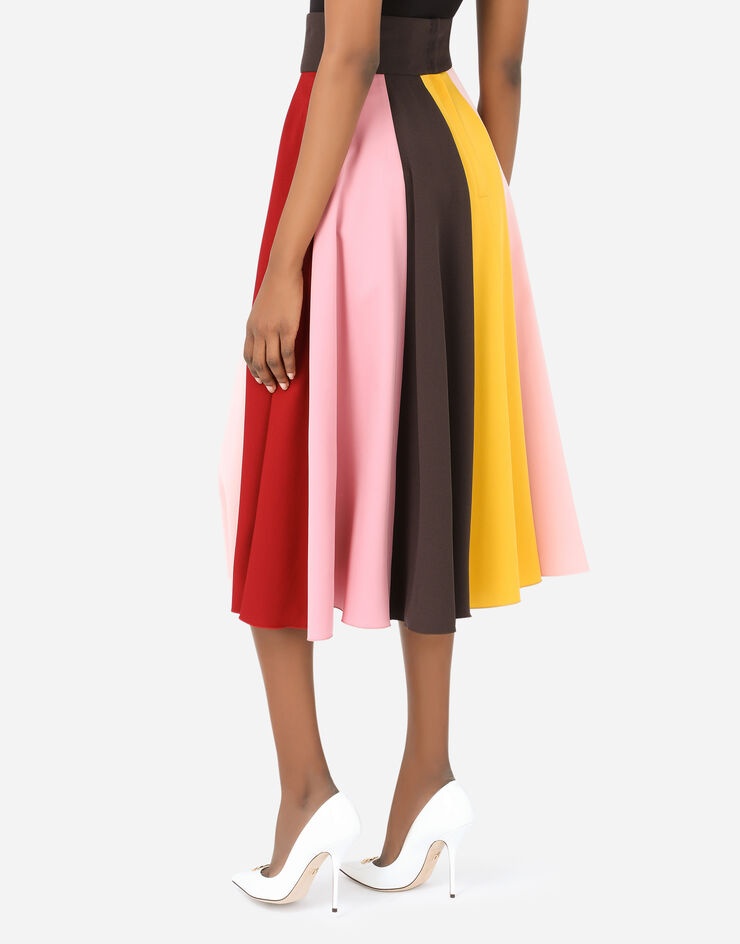 Multi-colored charmeuse and cady midi skirt - 5