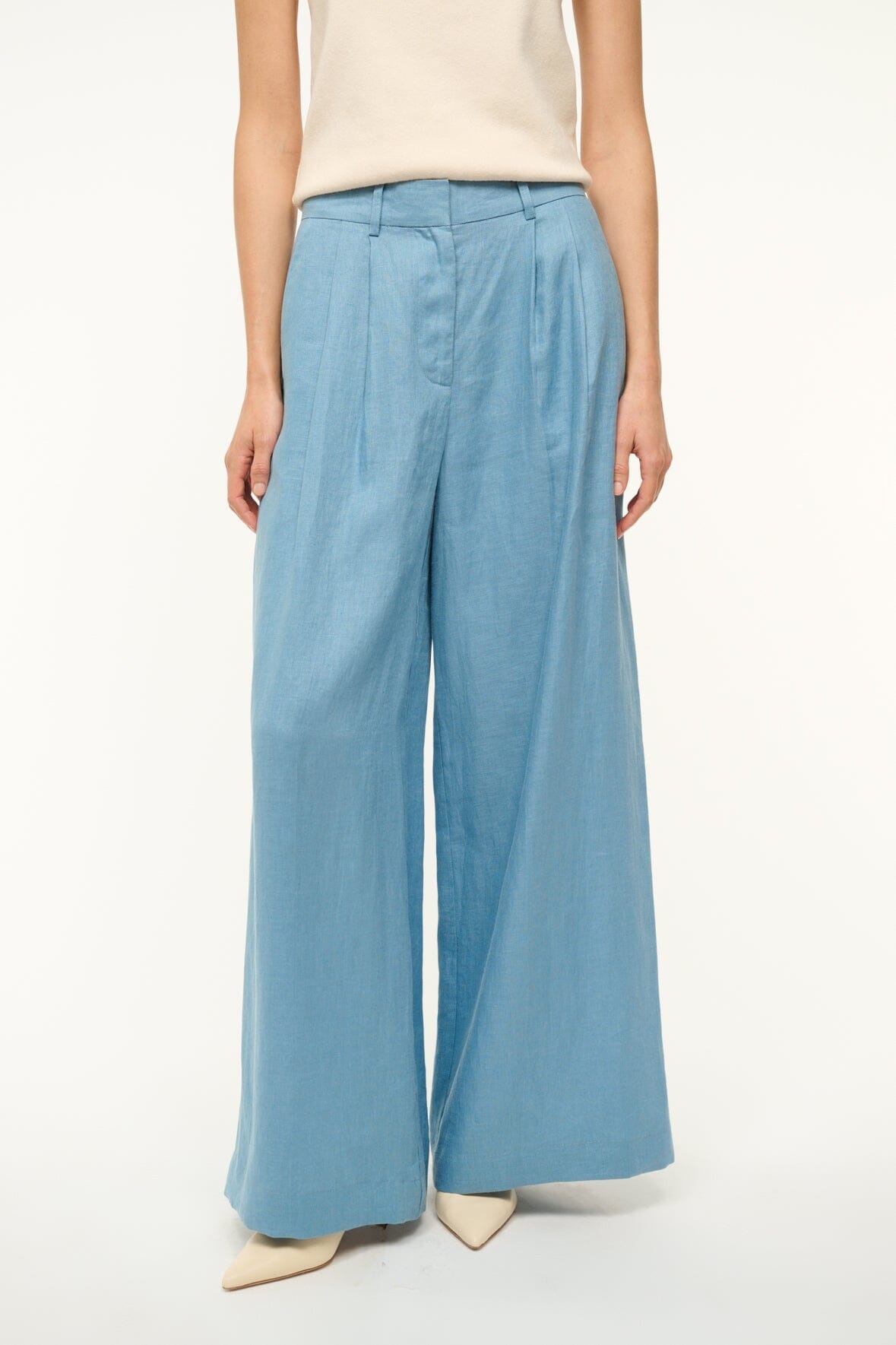STAUD SASHA LINEN PANT SLATE BLUE - 3