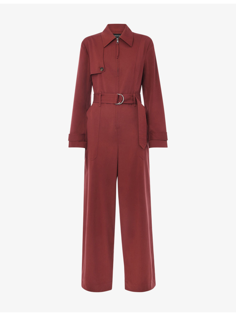 Trench-Detail Long-Sleeve Stretch-Woven Jumpsuit 1