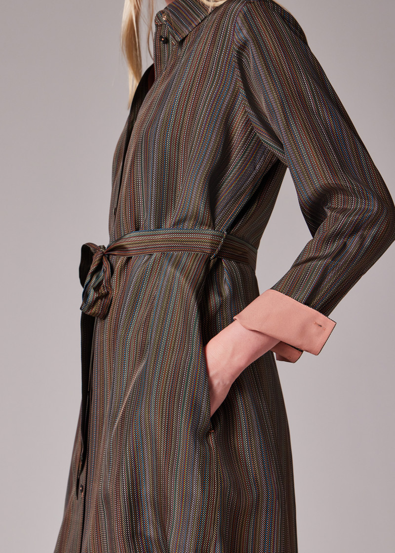 Women's 'Signature Stripe' Micro Check Silk Dress 6