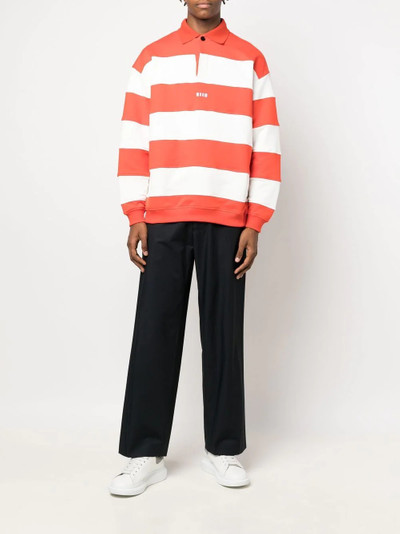 MSGM horizontal stripe-print polo shirt outlook