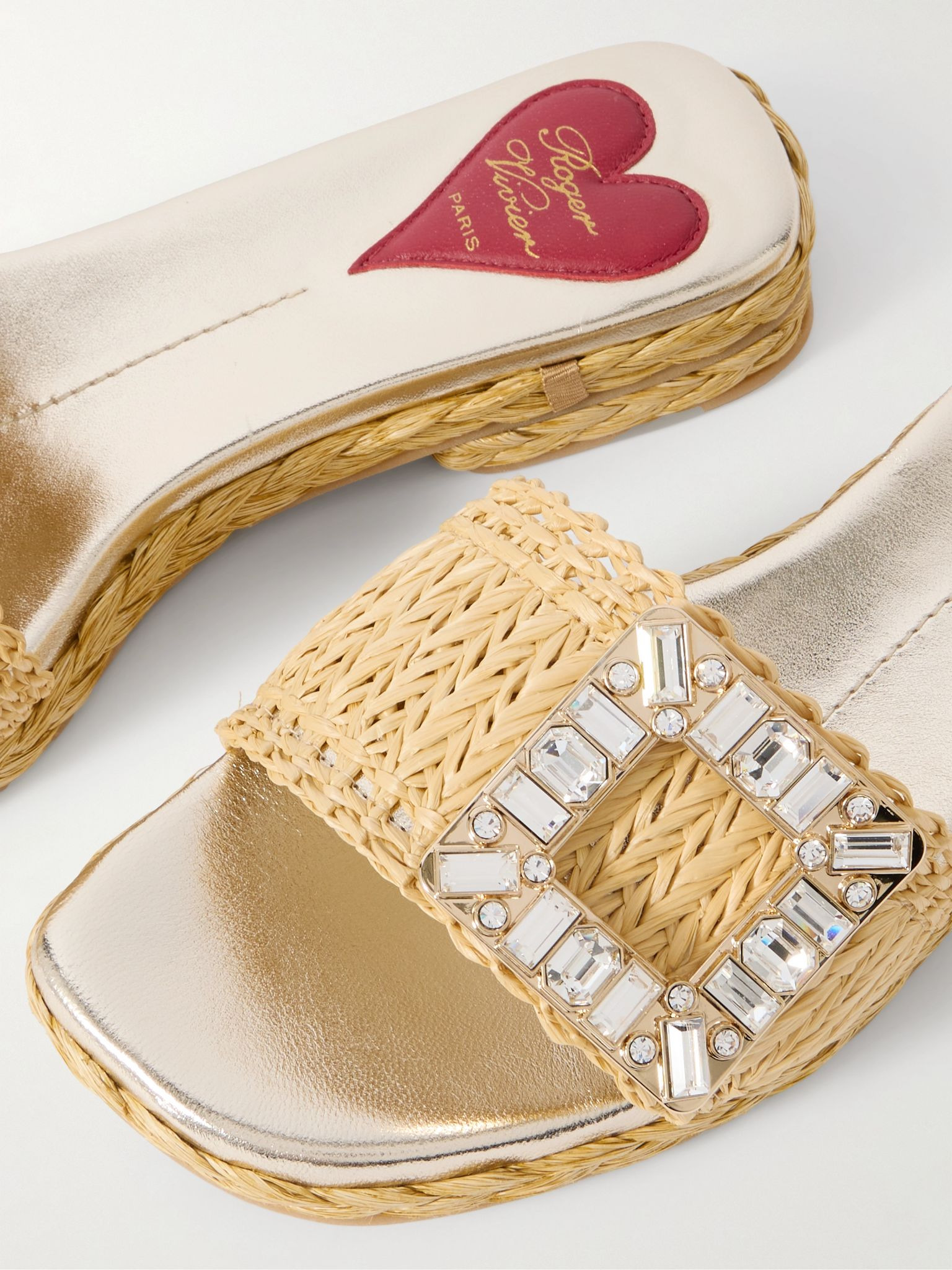 25 crystal-embellished raffia sandals Sand - 4