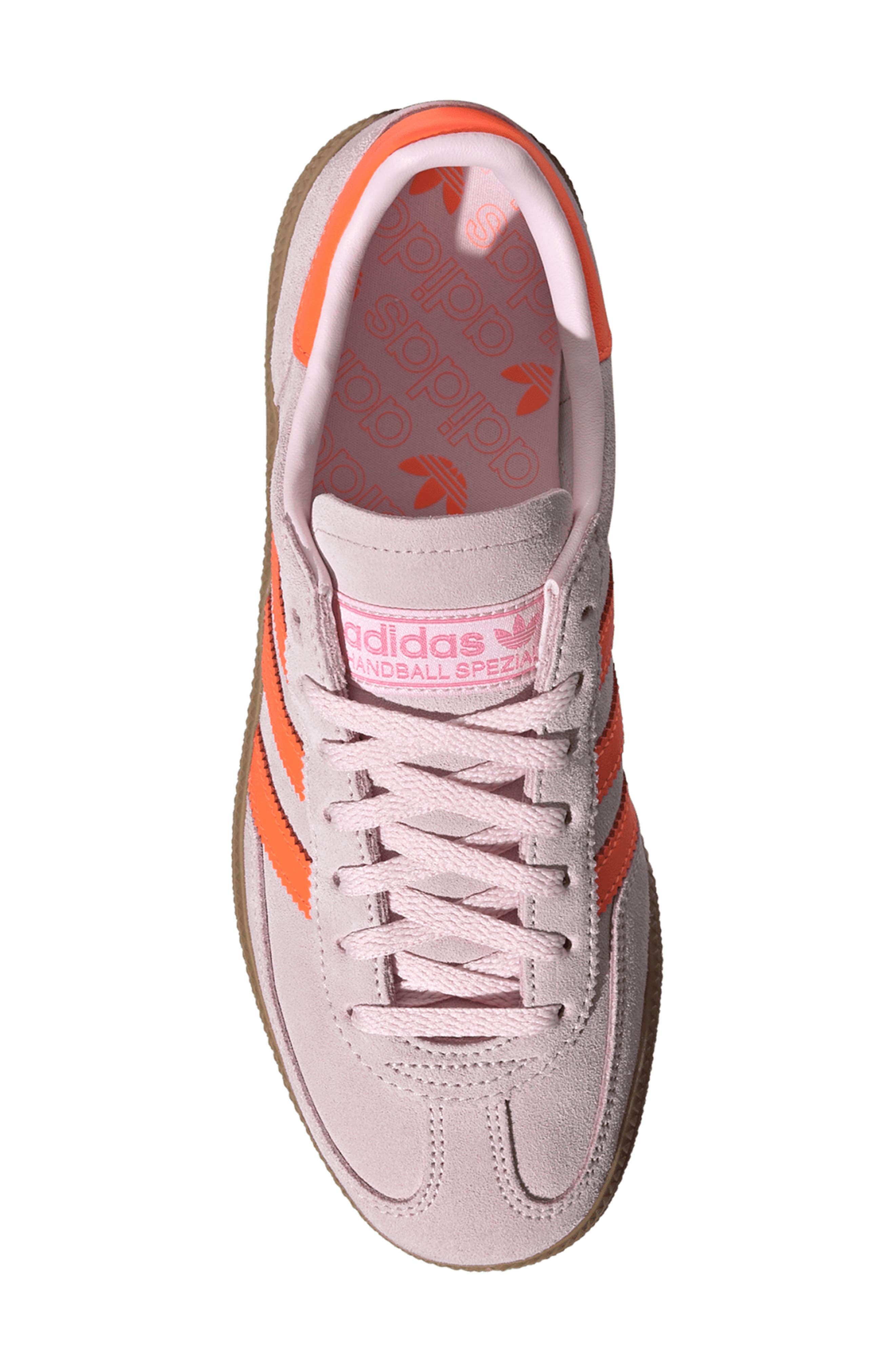 adidas Handball Spezial Sneaker in Clear Pink/Solar Orange/Gum at Nordstrom - 4