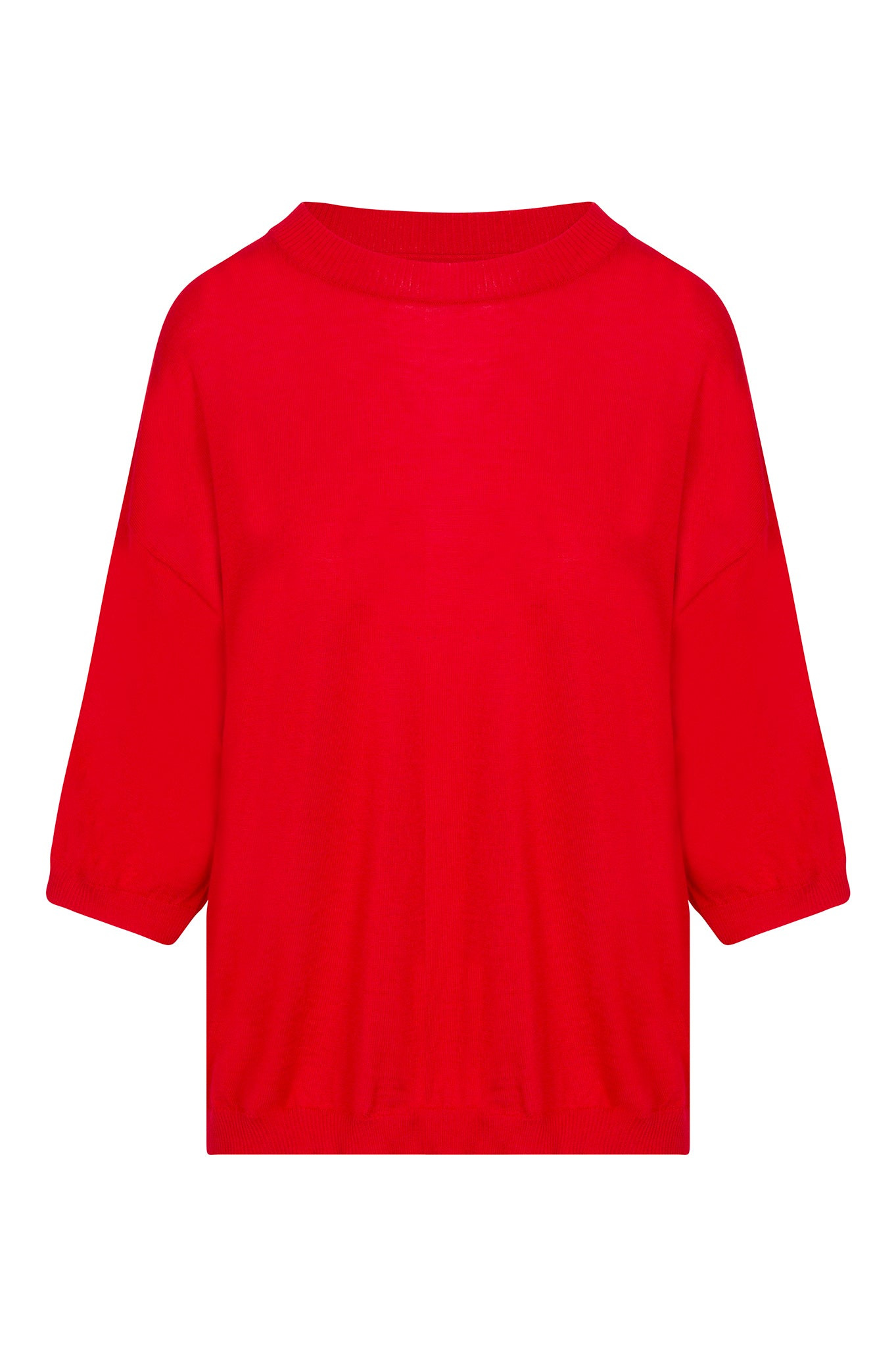RED CASHMERE BOXY TEE - 5