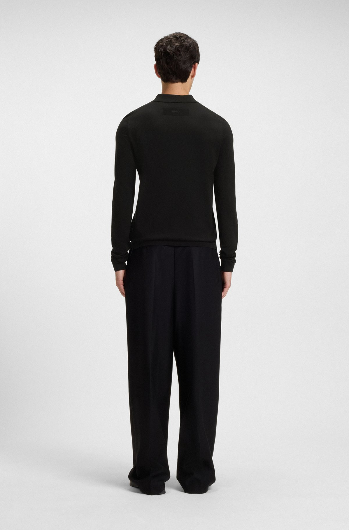 KNIT POLO SWEATER WITH CONCEALED PLACKET IN SLIM FIT - 5
