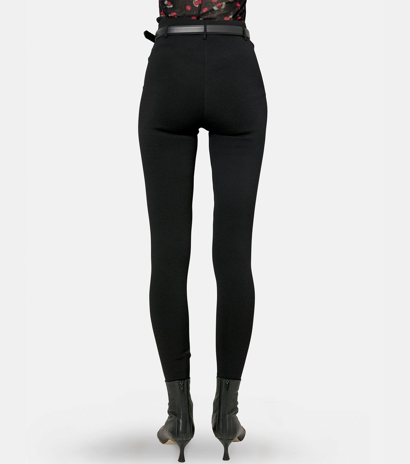 Black Belted Knit Leggings - 4