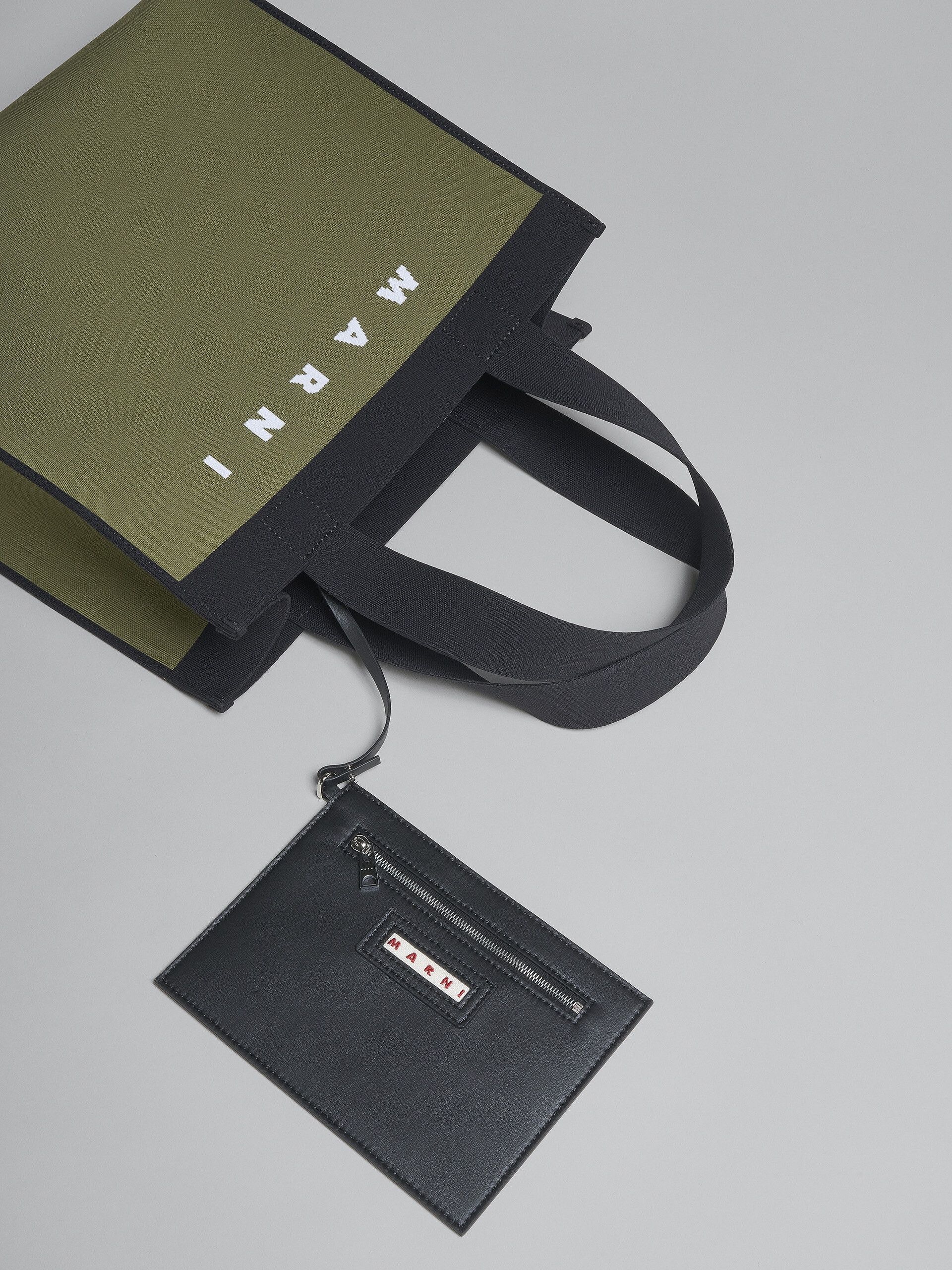 GREEN AND BLACK JACQUARD SHOPPING BAG - 5