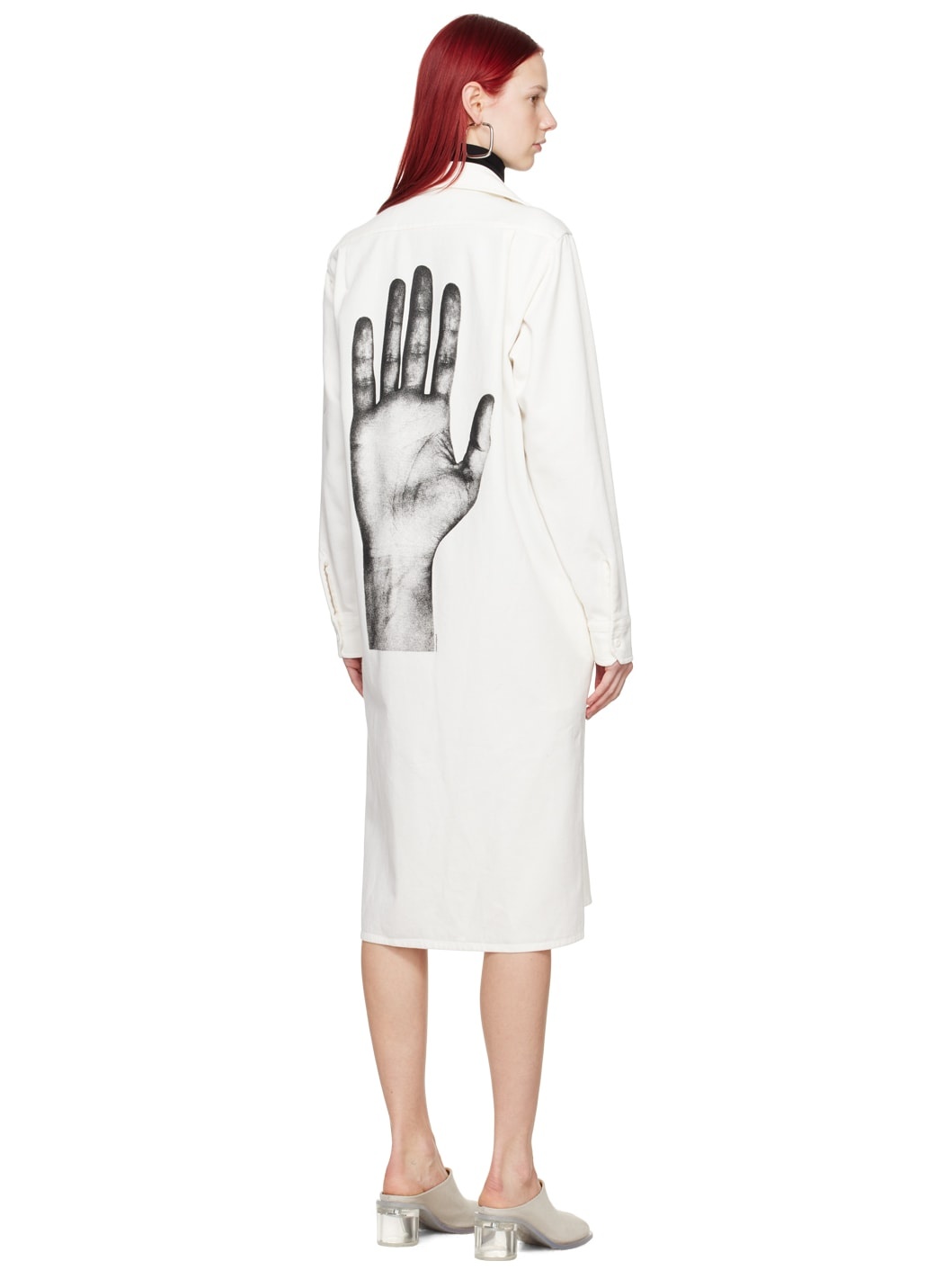 White Print Denim Maxi Dress - 3