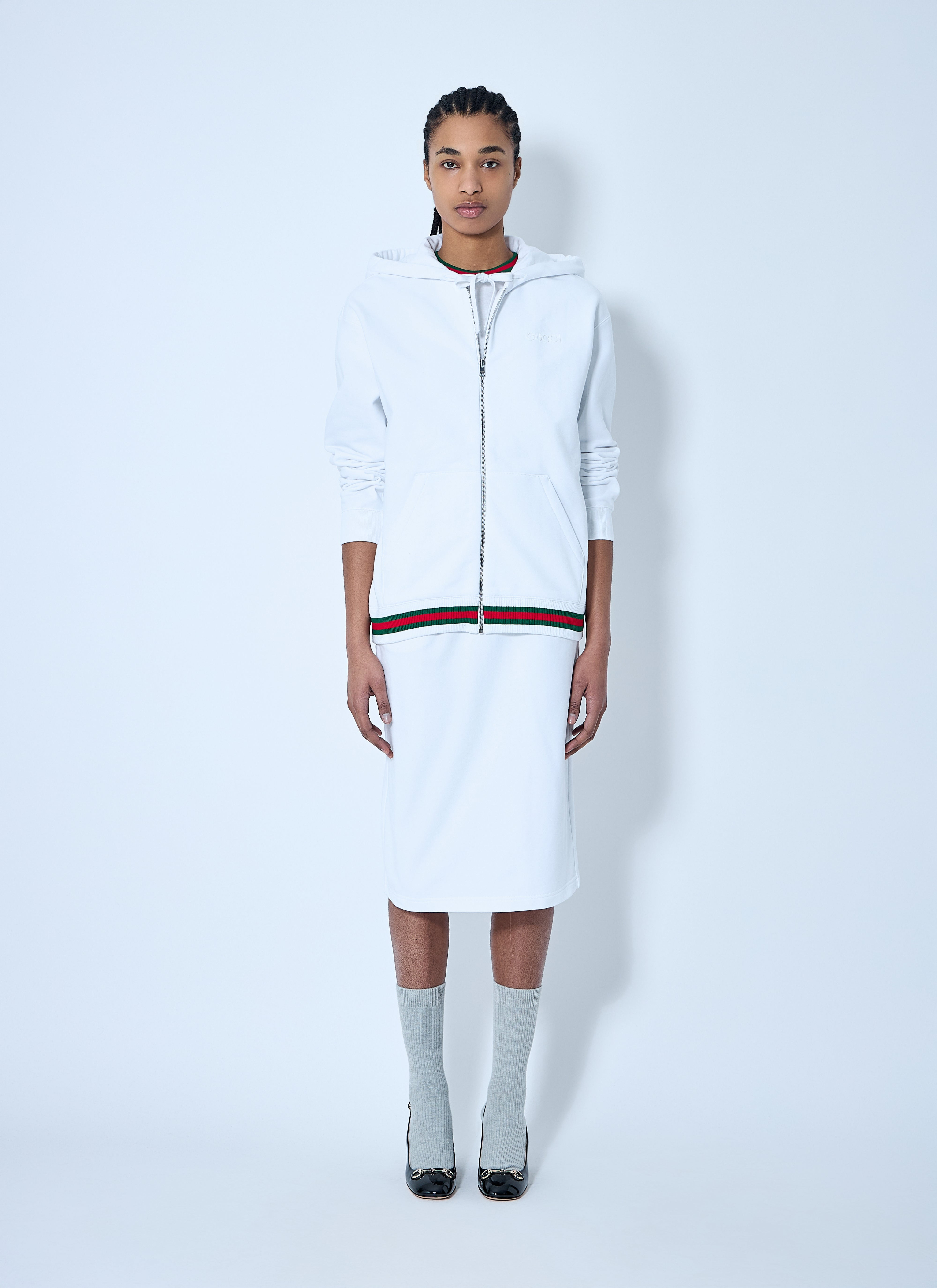 Gucci Women Web Trim Hooded Sweatshirt - 2