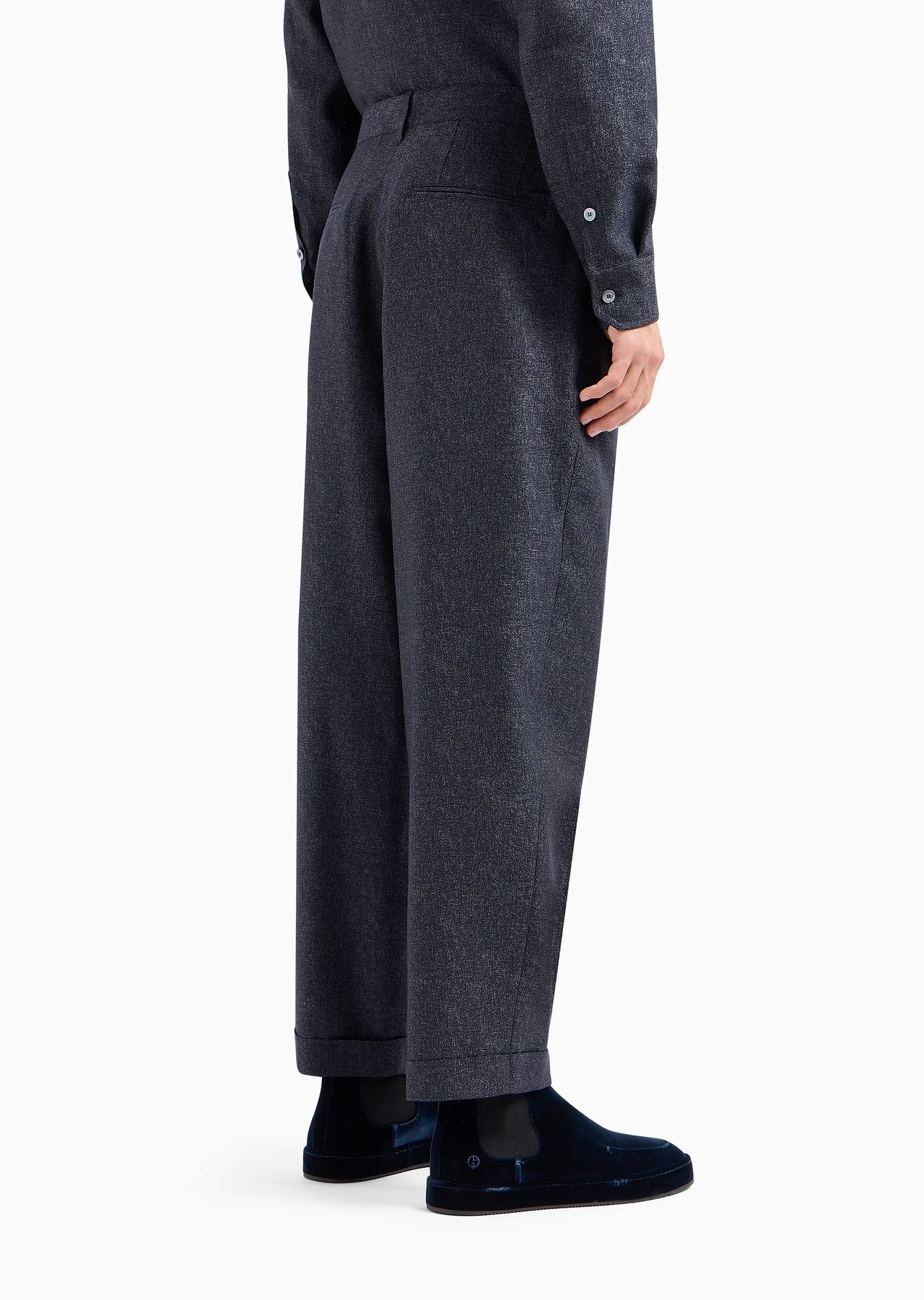Denim Collection single-pleat trousers in virgin wool, viscose and silk - 3