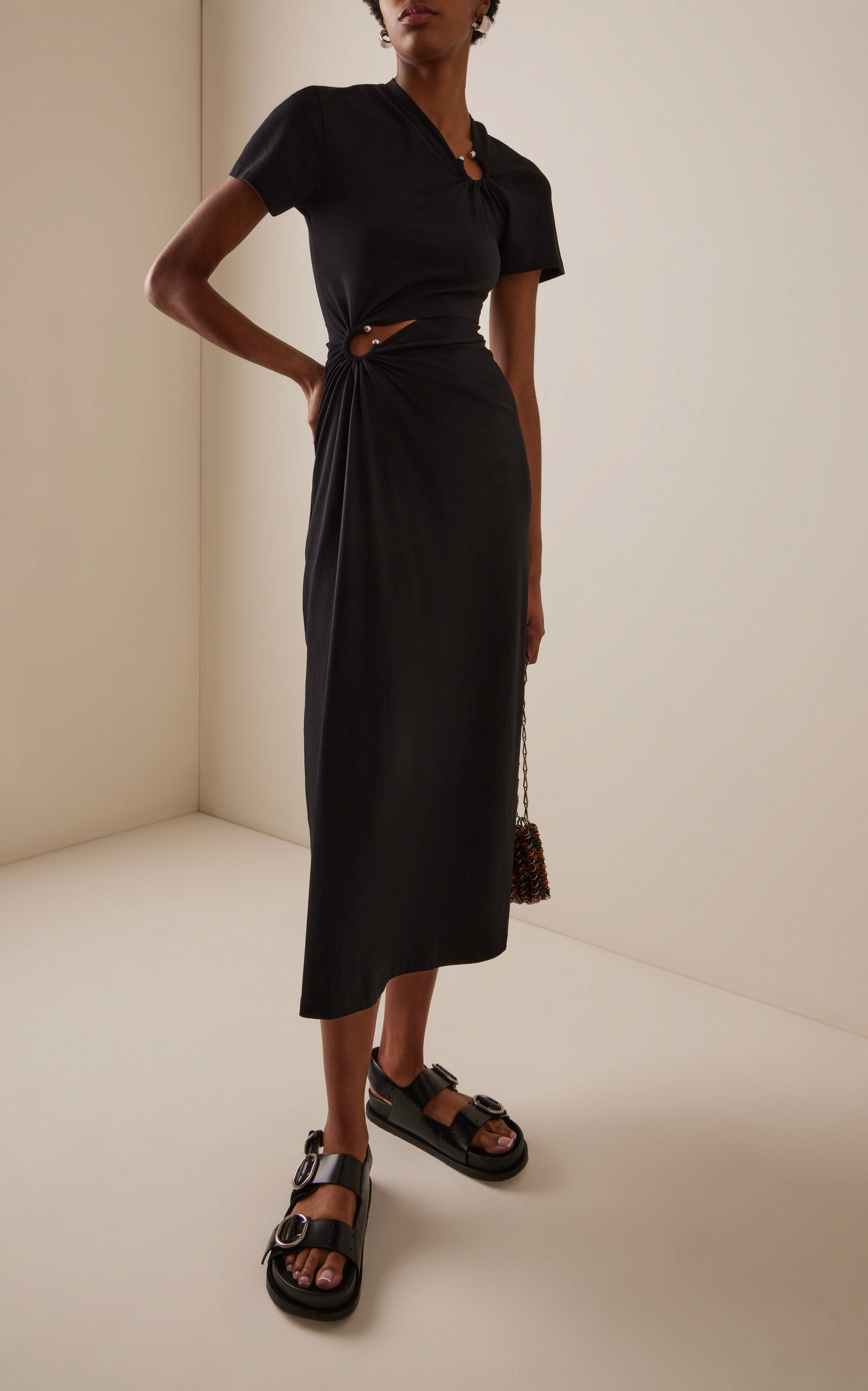 Piercing-Detailed Cutout Cotton-Jersey Maxi Dress black - 2