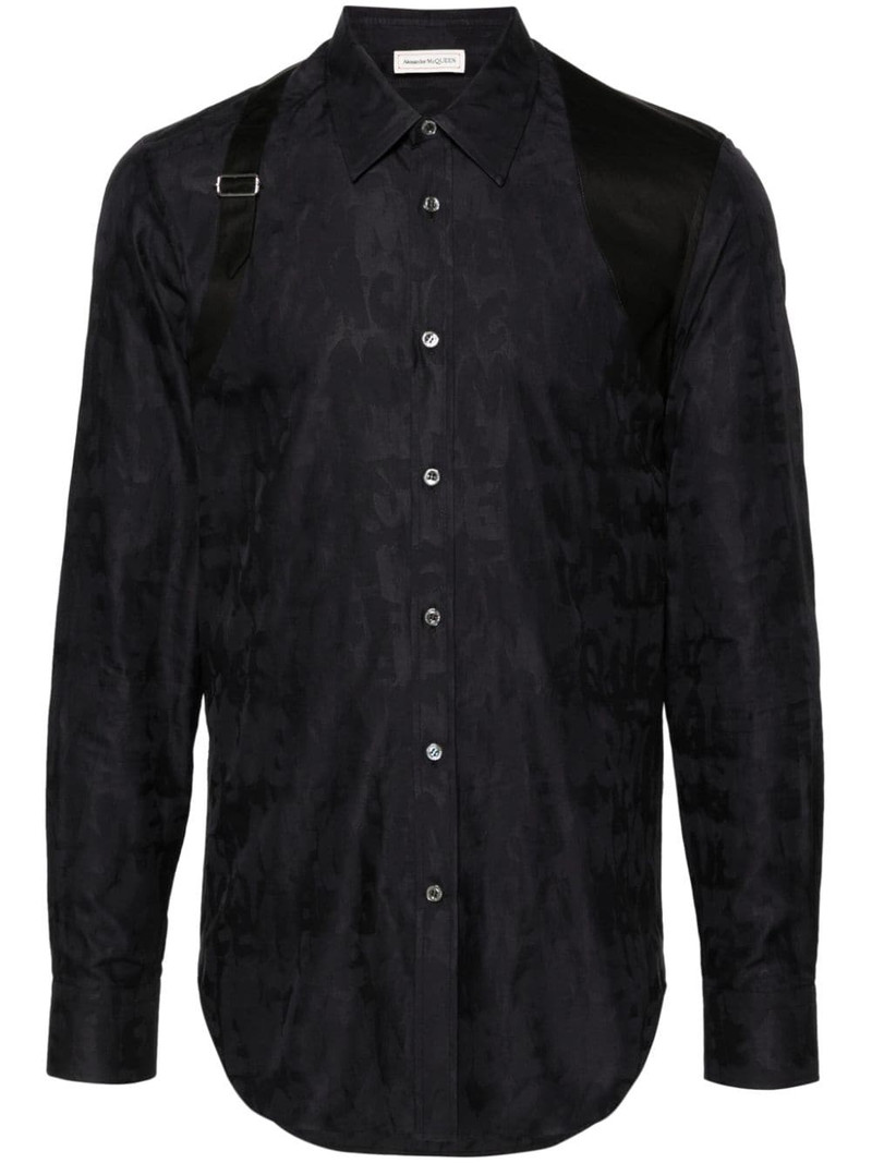 decorative-buckle cotton shirt 1