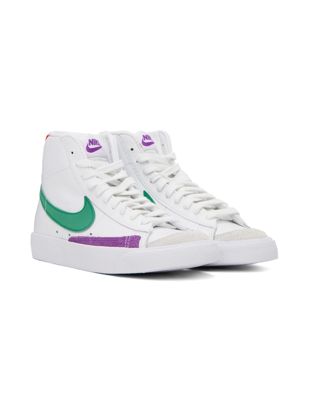 White & Green Blazer Mid '77 Sneakers - 4