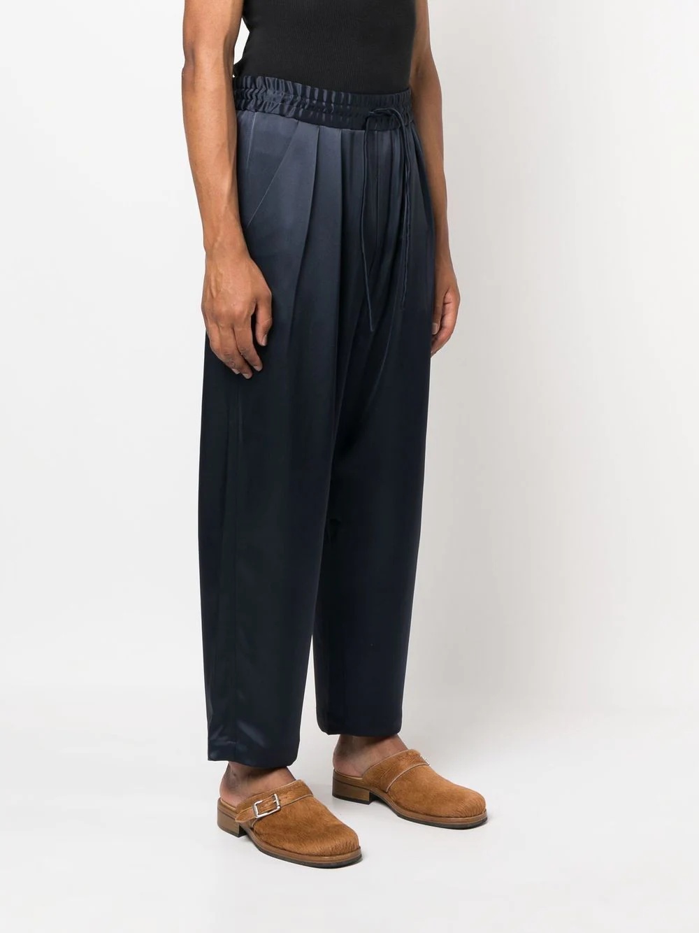 elasticated-waist cropped trousers - 3