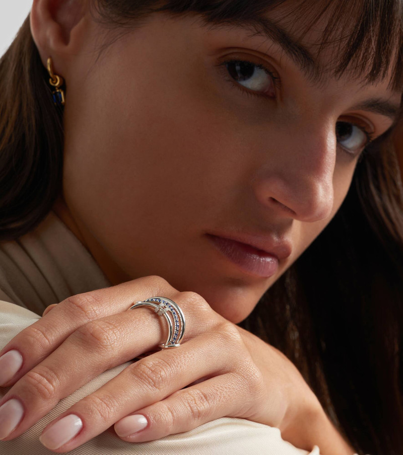 Spinelli Kilcollin Raneth sterling silver ring with sapphires and diamonds outlook