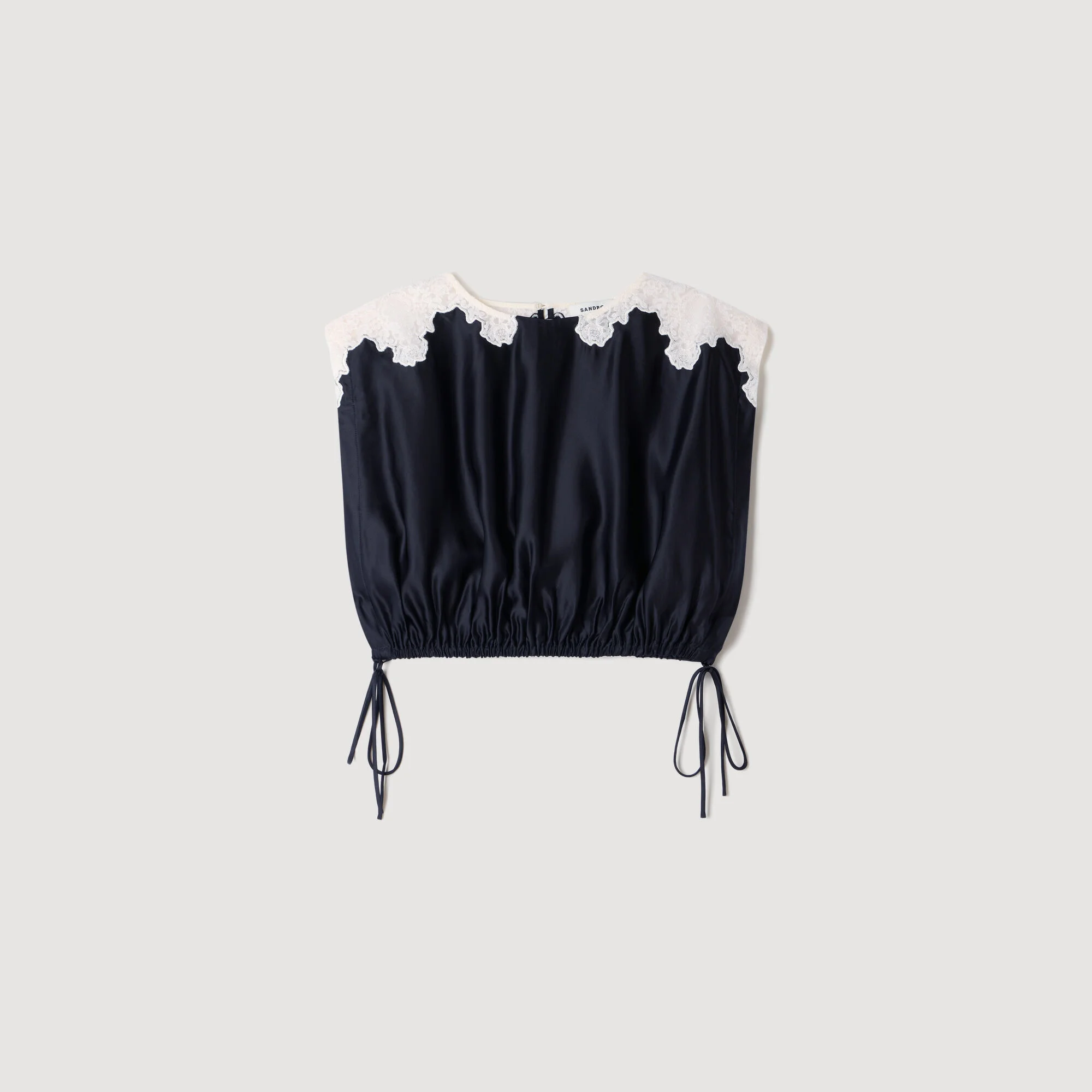 CONTRAST LACE CROP TOP - 1