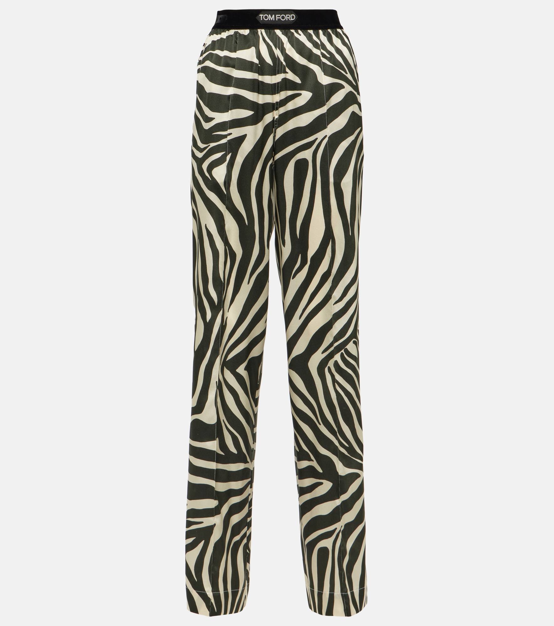 Printed silk-blend wide-leg pants - 1