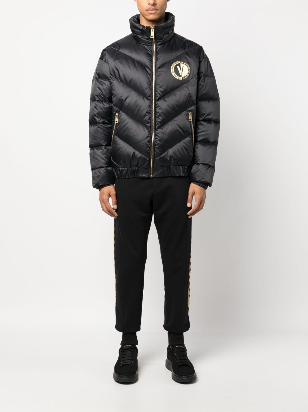 logo-patch padded jacket - 2