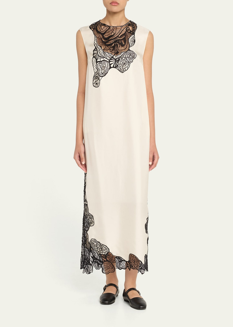 Loulou de Saison Uma Sleeveless Lace-Embellished Maxi Dress outlook
