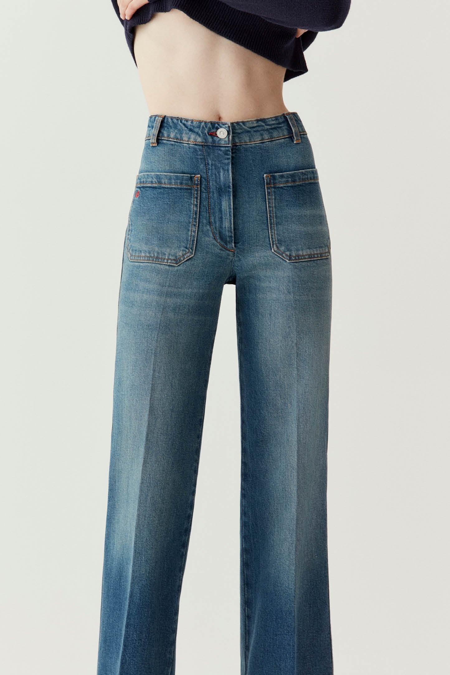 Exclusive Alina High Waisted Stretch Jean In Mid Blue - 7