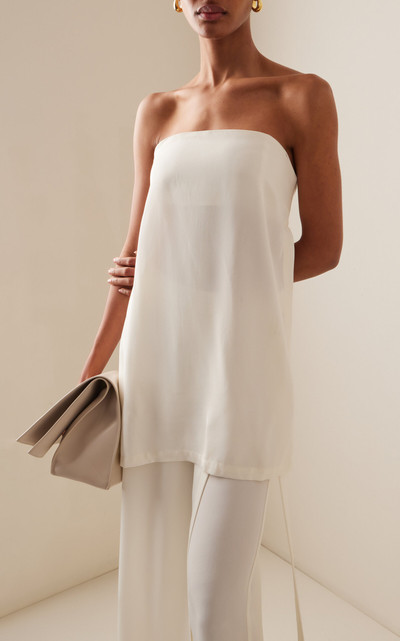 ST. AGNI Buckle Back Twill Strapless Top off-white outlook