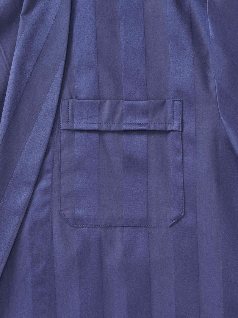 Men's Dressing Gown Lingfield Cotton Satin Navy - 8