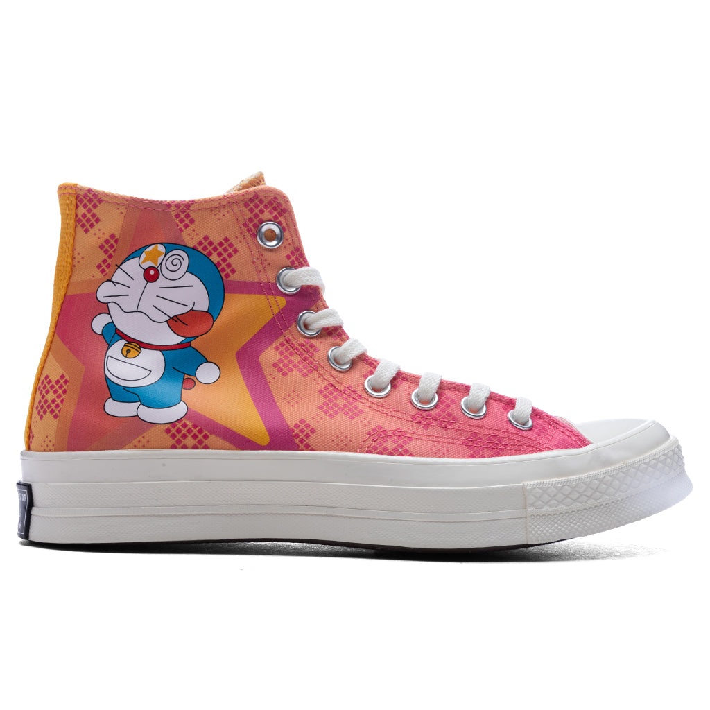 CONVERSE X DORAEMON CHUCK 70 HI - HAWAIIAN OCEAN/FLAMINGO/HABANERO GOLD - 1
