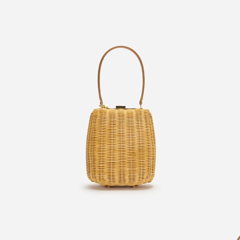 Brown Rattan Bag With Keychain 3