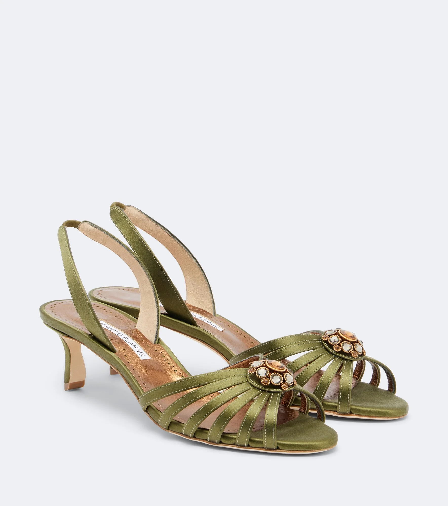 Fulma embellished satin slingback sandals - 1