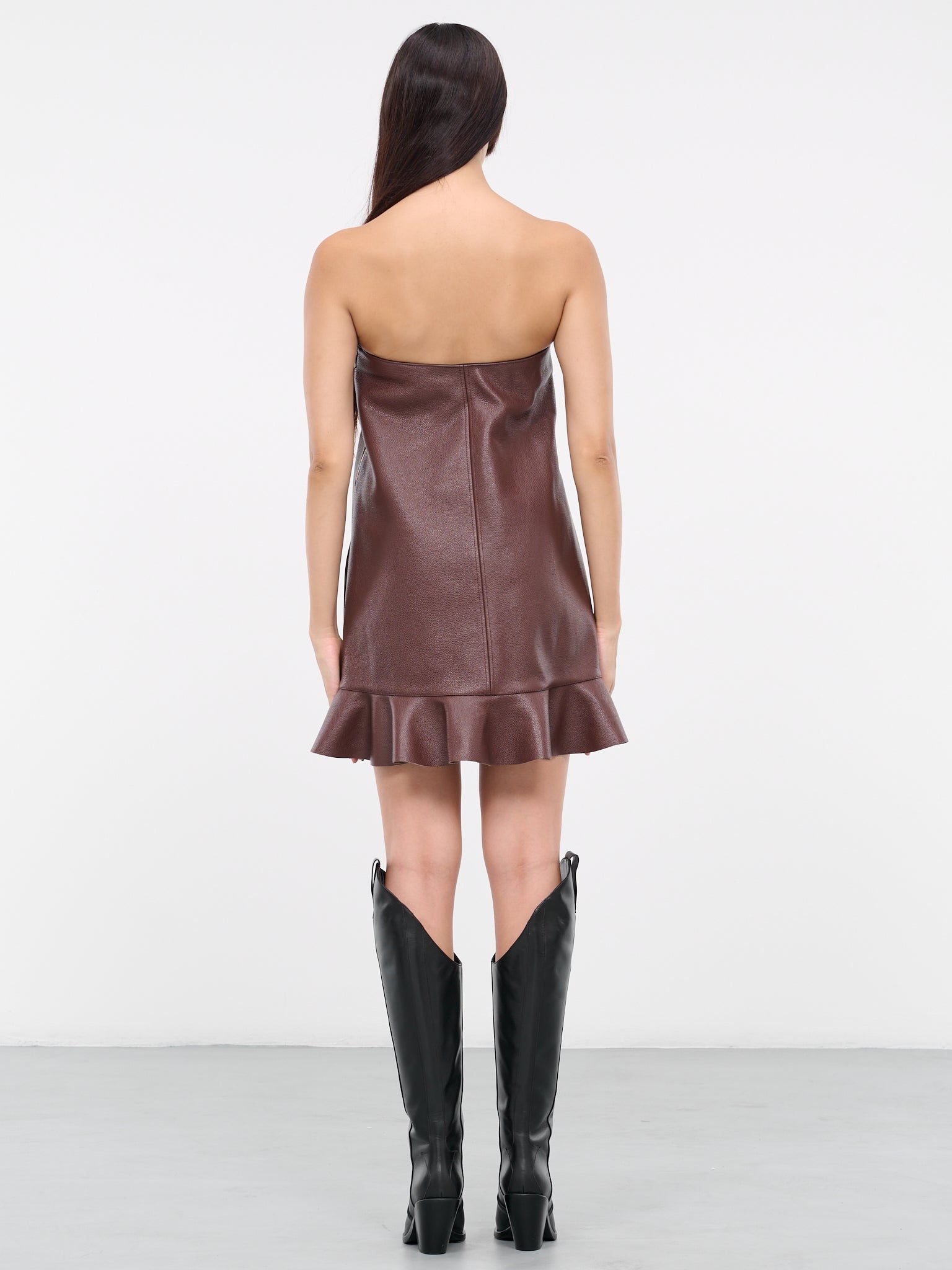 Padlock Ruffled Leather Dress - 3