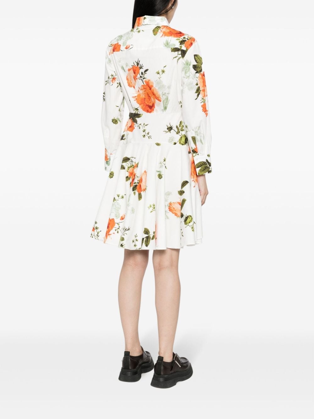 floral-print cotton mini shirtdress - 4