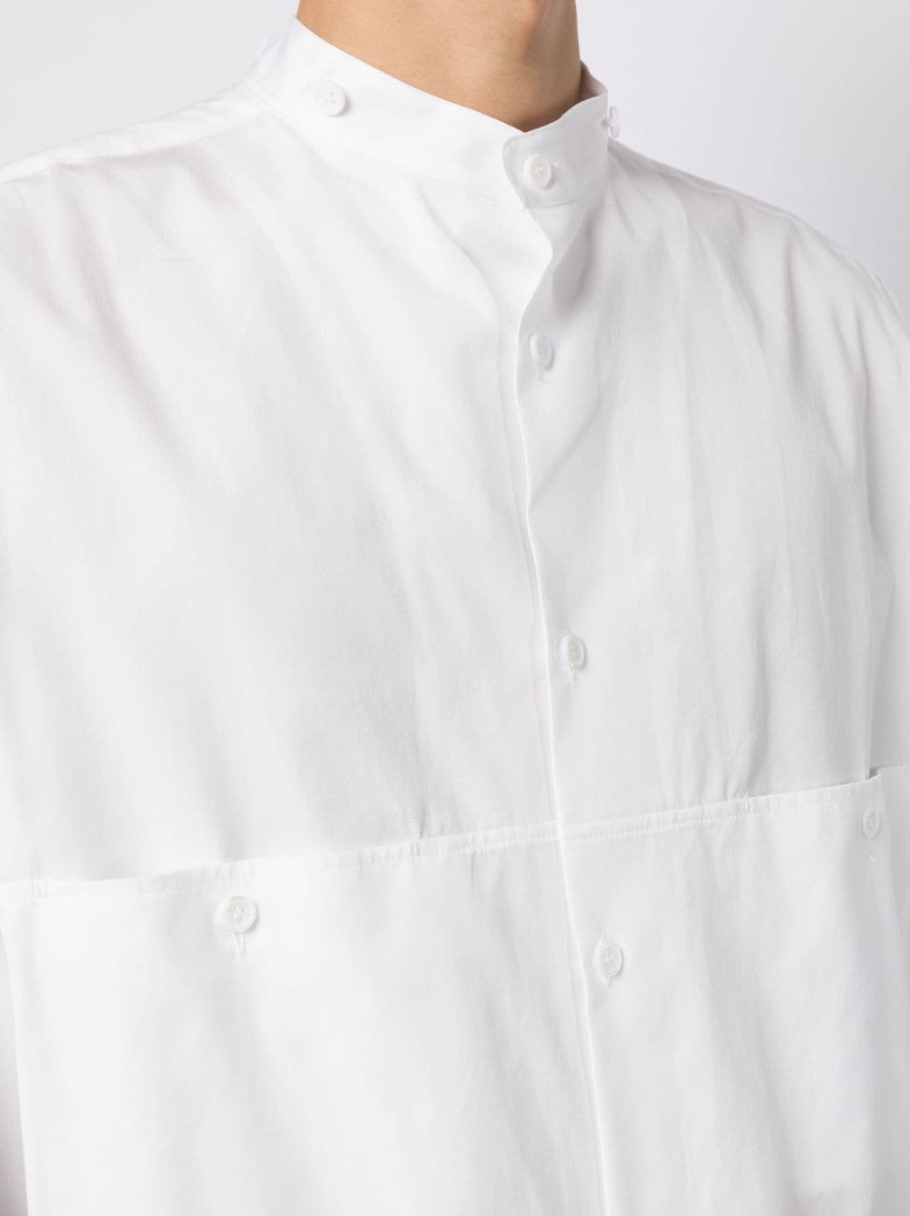 panelled slim-cut cotton shirt - 6