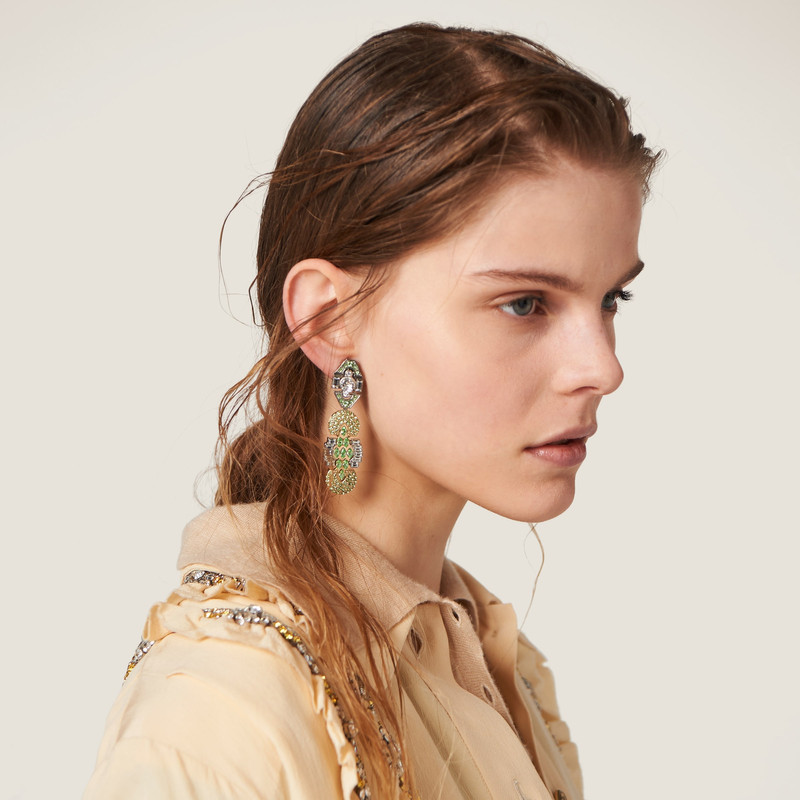 Miu Miu Metal earrings with crystals outlook
