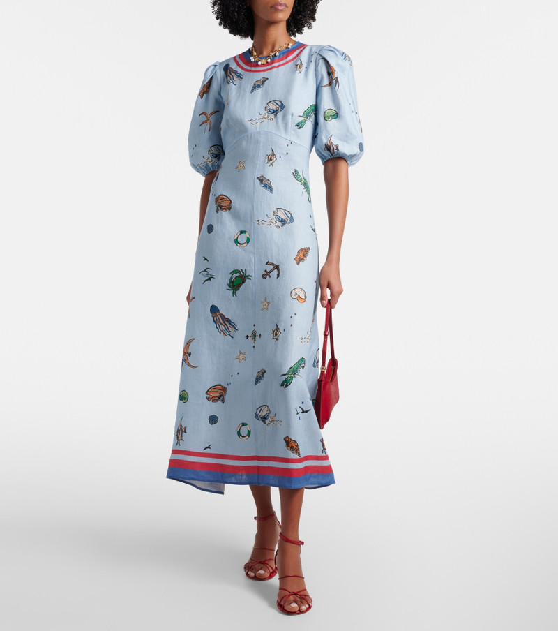 ALÉMAIS Printed linen midi dress outlook