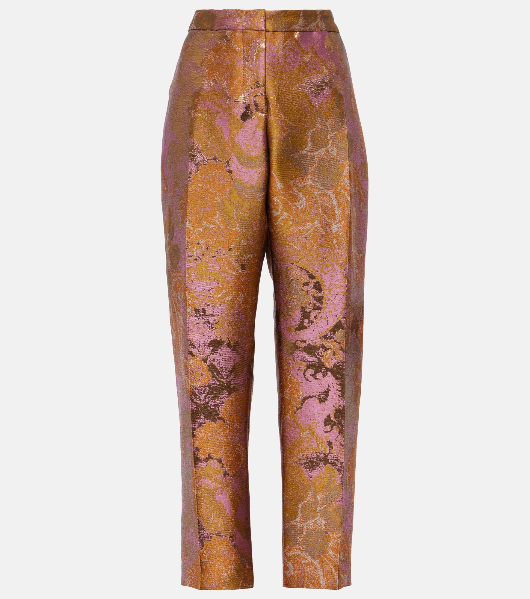 Printed metallic mid-rise straight pants - 1