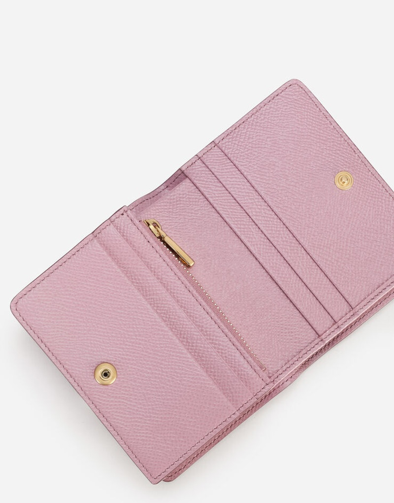 Small continental wallet in dauphine calfskin with rhinestone DG logo 4