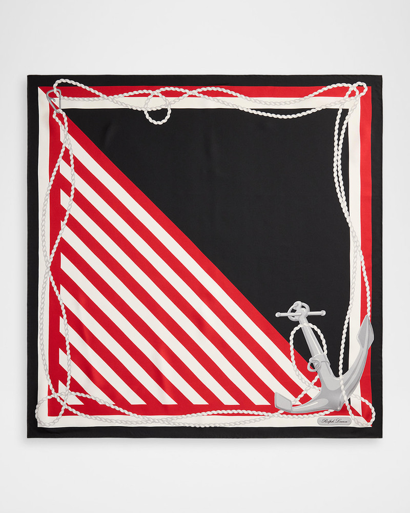 Anchor Stripe Silk Scarf 1